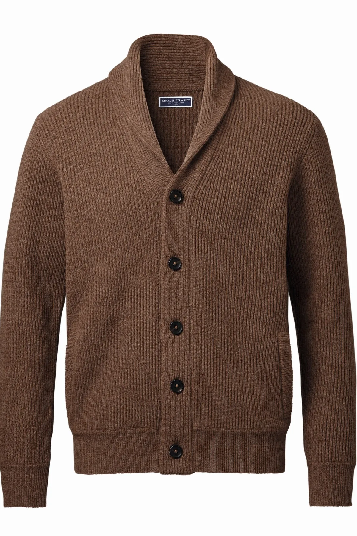Toffee Chunky Merino Shawl Neck Cardigan