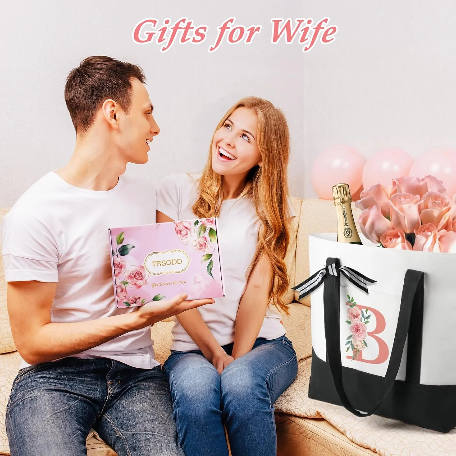 TRSODD Mothers Day Gifts for Sister Friends Birthday Gifts for Her Canvas Large Tote Bag for Women and Makeup Bag