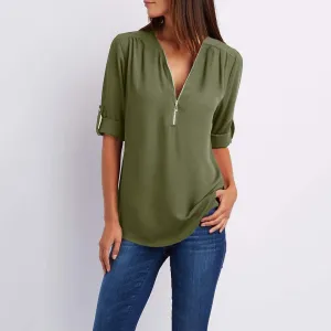 Tunic Tops for Women Loose Fit Dressy Long Sleeve Shirts for Women Fall Outfits for Women 2024 Half Zip Up Tops