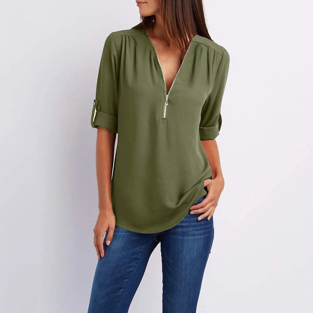 Tunic Tops for Women Loose Fit Dressy Long Sleeve Shirts for Women Fall Outfits for Women 2024 Half Zip Up Tops