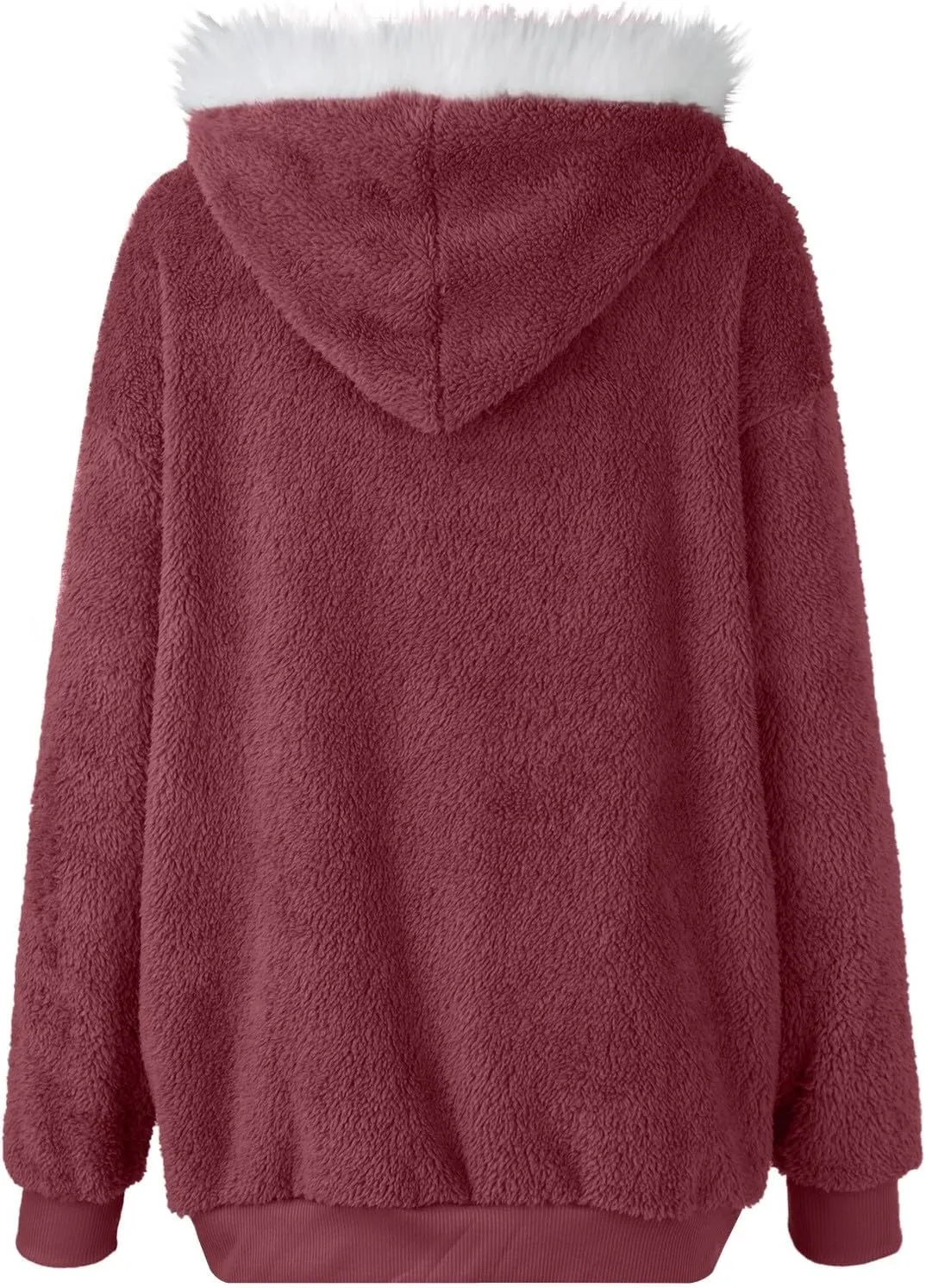 Winter Coats for Women 2024 Long Sleeve Faux Fur Fleece Jacket Zipper Plus Size Hooded Fuzzy Outerwear With Pockets