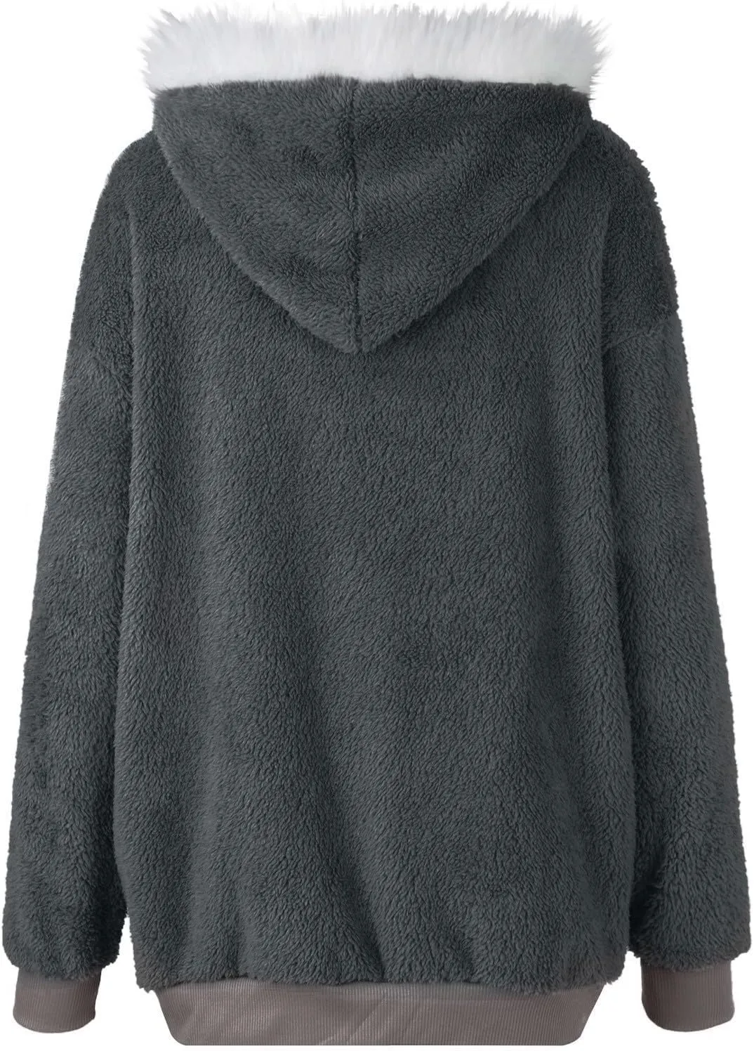Winter Coats for Women 2024 Long Sleeve Faux Fur Fleece Jacket Zipper Plus Size Hooded Fuzzy Outerwear With Pockets