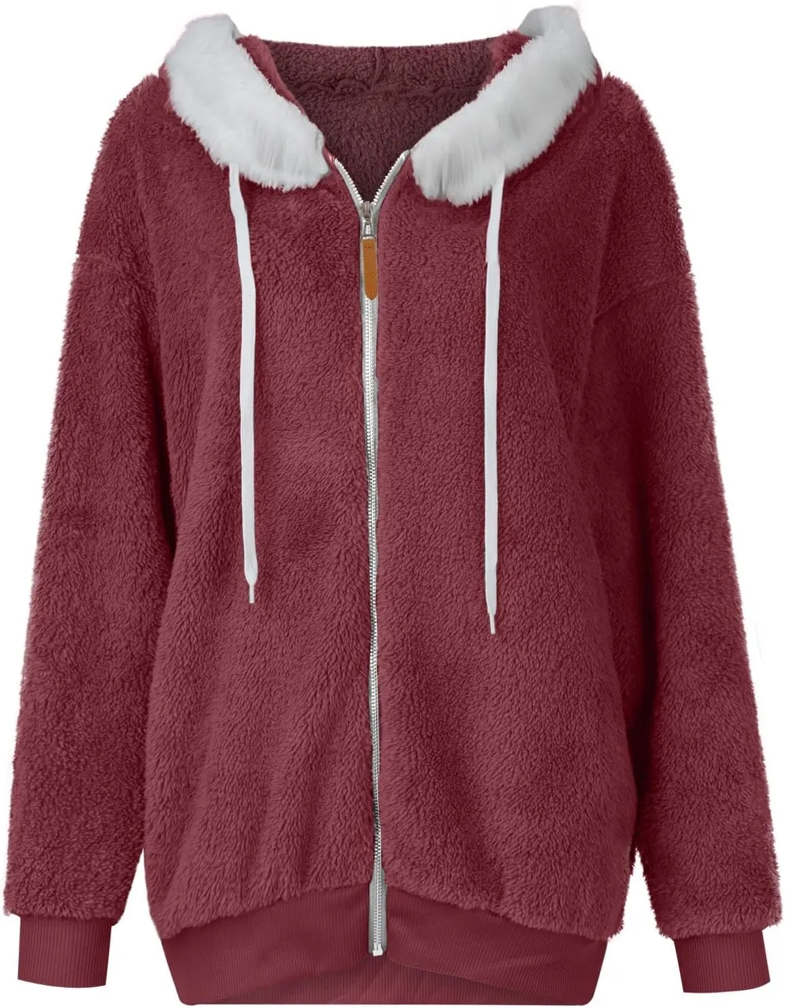 Winter Coats for Women 2024 Long Sleeve Faux Fur Fleece Jacket Zipper Plus Size Hooded Fuzzy Outerwear With Pockets