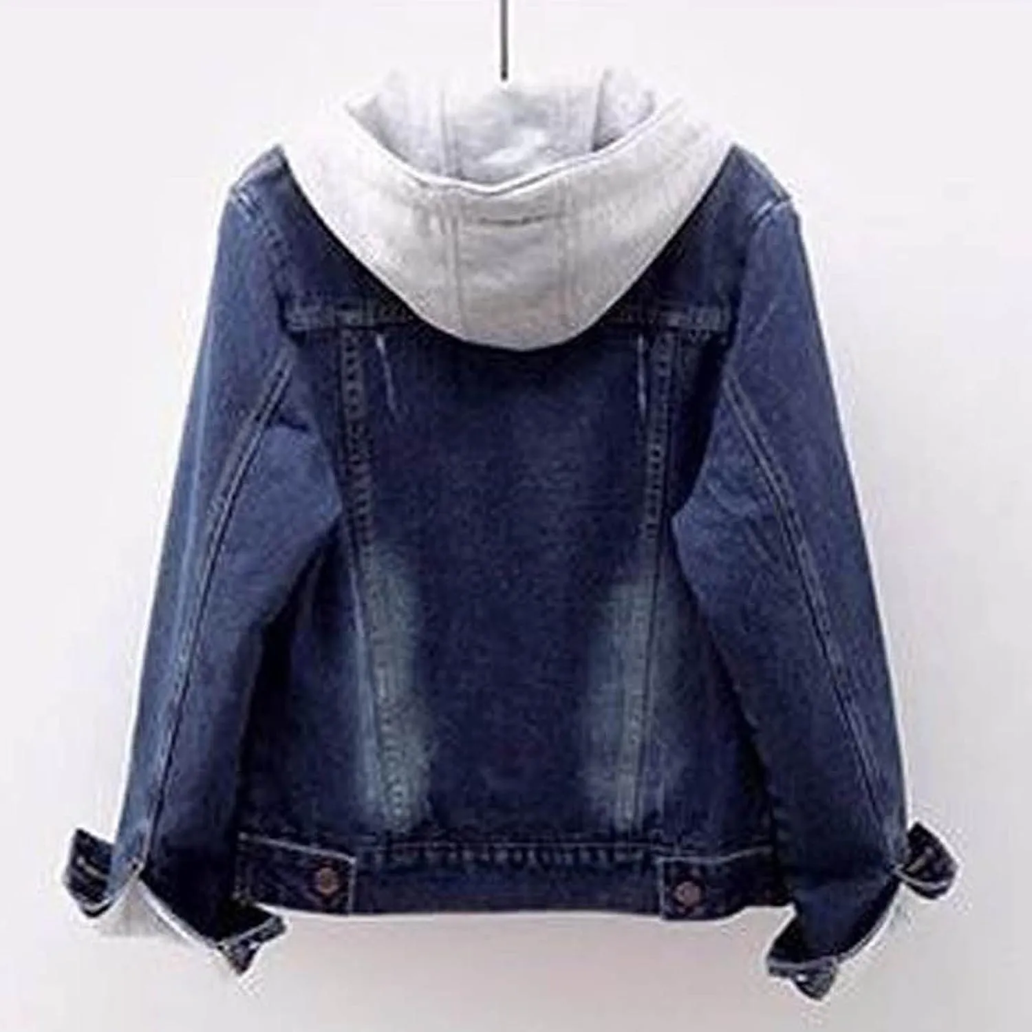 Women Denim Jacket with Hood Jean Coats Fashion Hoodies Button Down Long Sleeve Cute Outerwear Jacket
