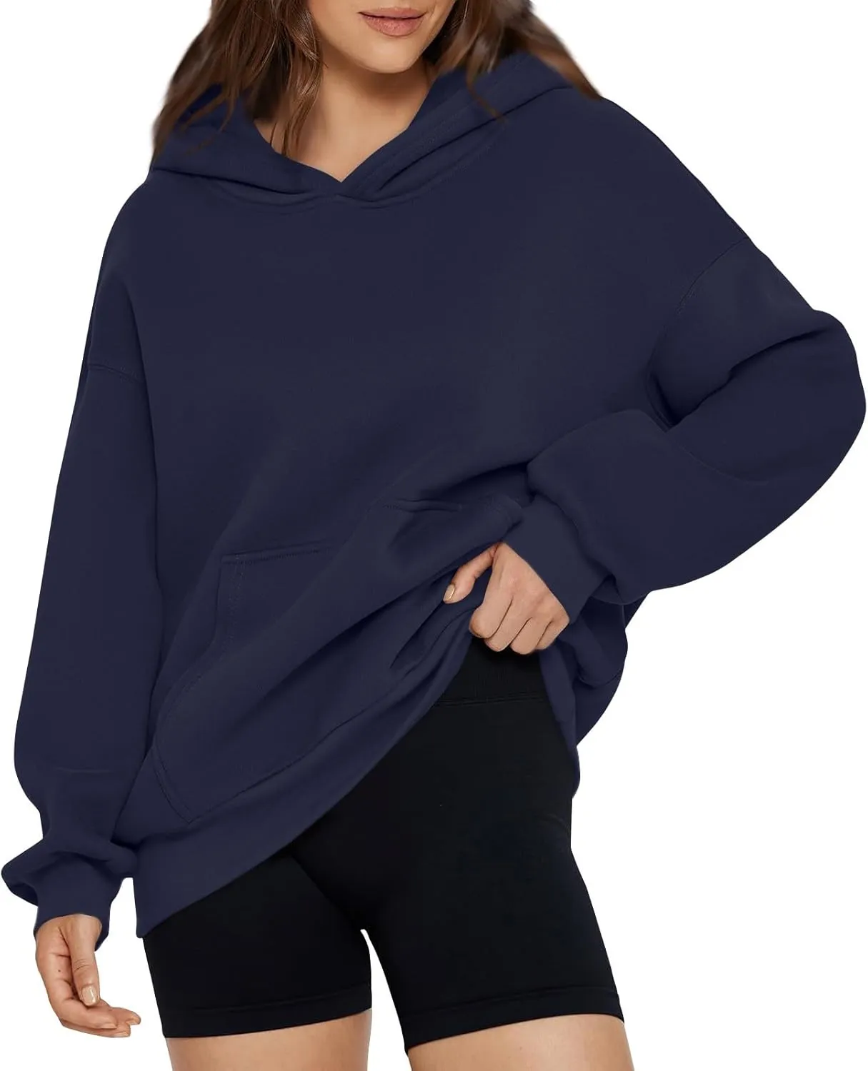 Women Oversized Hoodie Fleece Y2K Hoodie with Kangaroo Pockets Casual Fall Sweatshirts Long Sleeve Preppy Sweatshirt