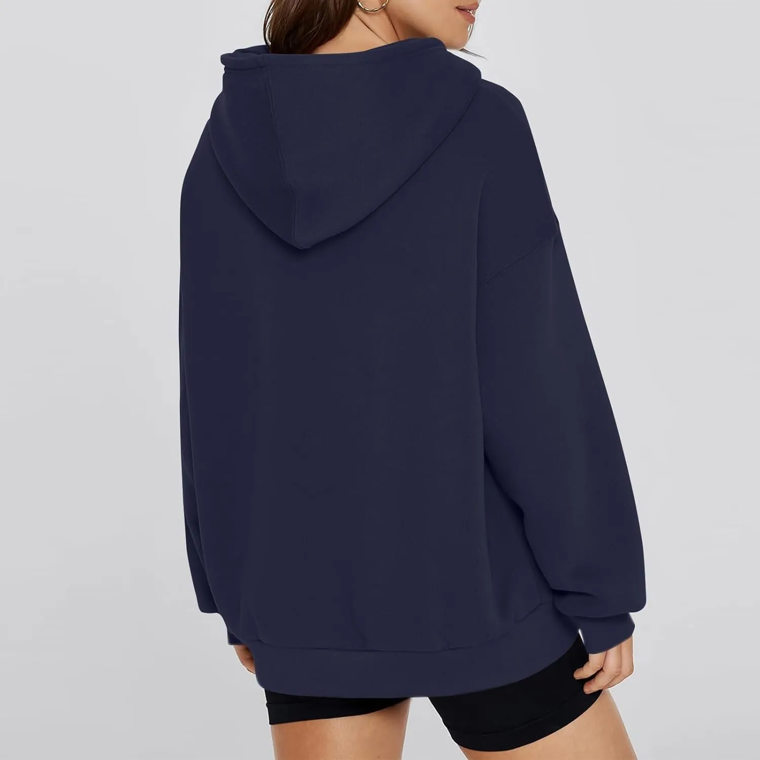 Women Oversized Hoodie Fleece Y2K Hoodie with Kangaroo Pockets Casual Fall Sweatshirts Long Sleeve Preppy Sweatshirt