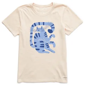Women's Blue Cat Short Sleeve Crusher Tee