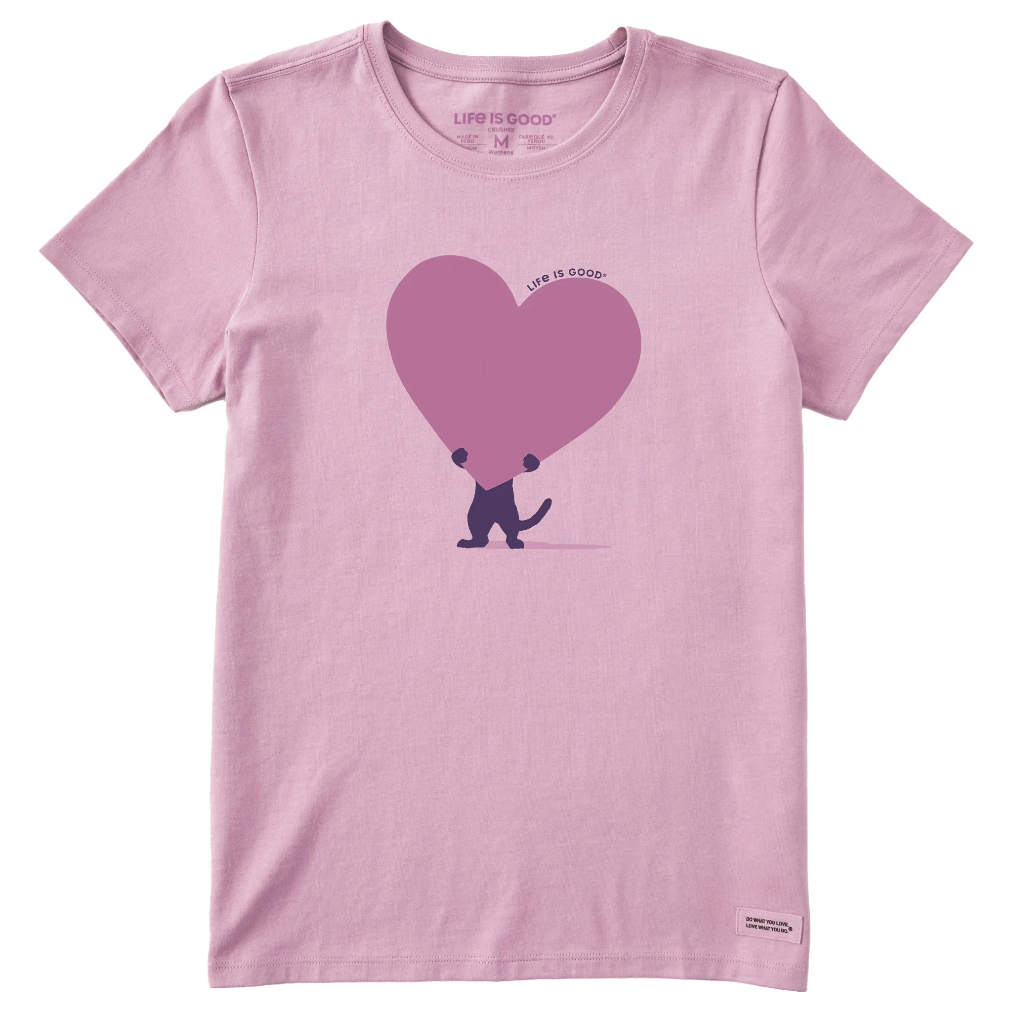 Women's Cat with Heart Short Sleeve Crusher Tee