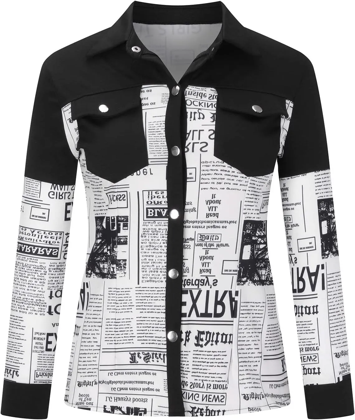 Women's Faux Leather Jacket Soft PU Snap Button Down Shirt Shacket Long Sleeve Motorcycle Fashion Leather Jacket