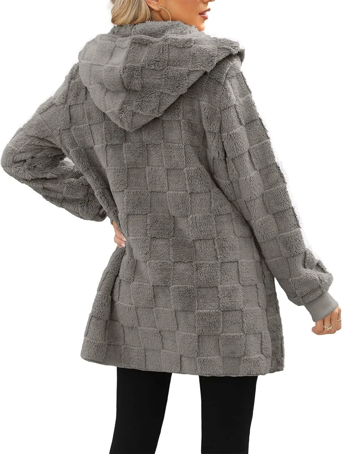 Womens Fleece Jacket Oversized Zip Up Sherpa Fuzzy Casual Coats Fall Winter Warm Outerwear 2024 Clothes with Pockets