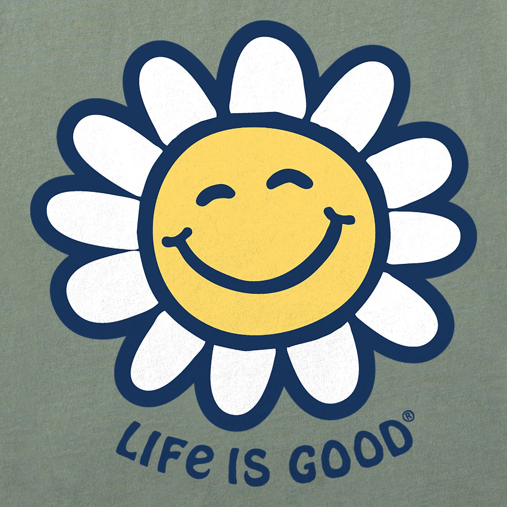 Women's Happy Smile Daisy Short Sleeve Crusher Vee