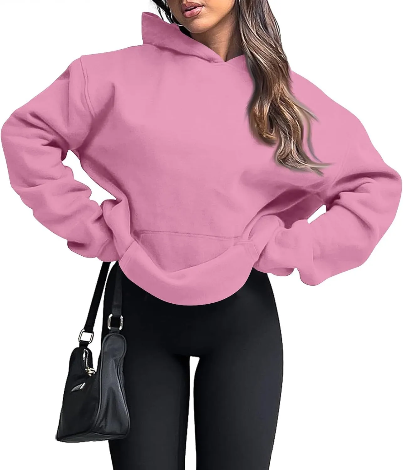 Womens Hoodies Pullover Fleece Lined Oversized Hooded Sweatshirts Teen Girls Sweaters Y2k Hoodie with Pockets