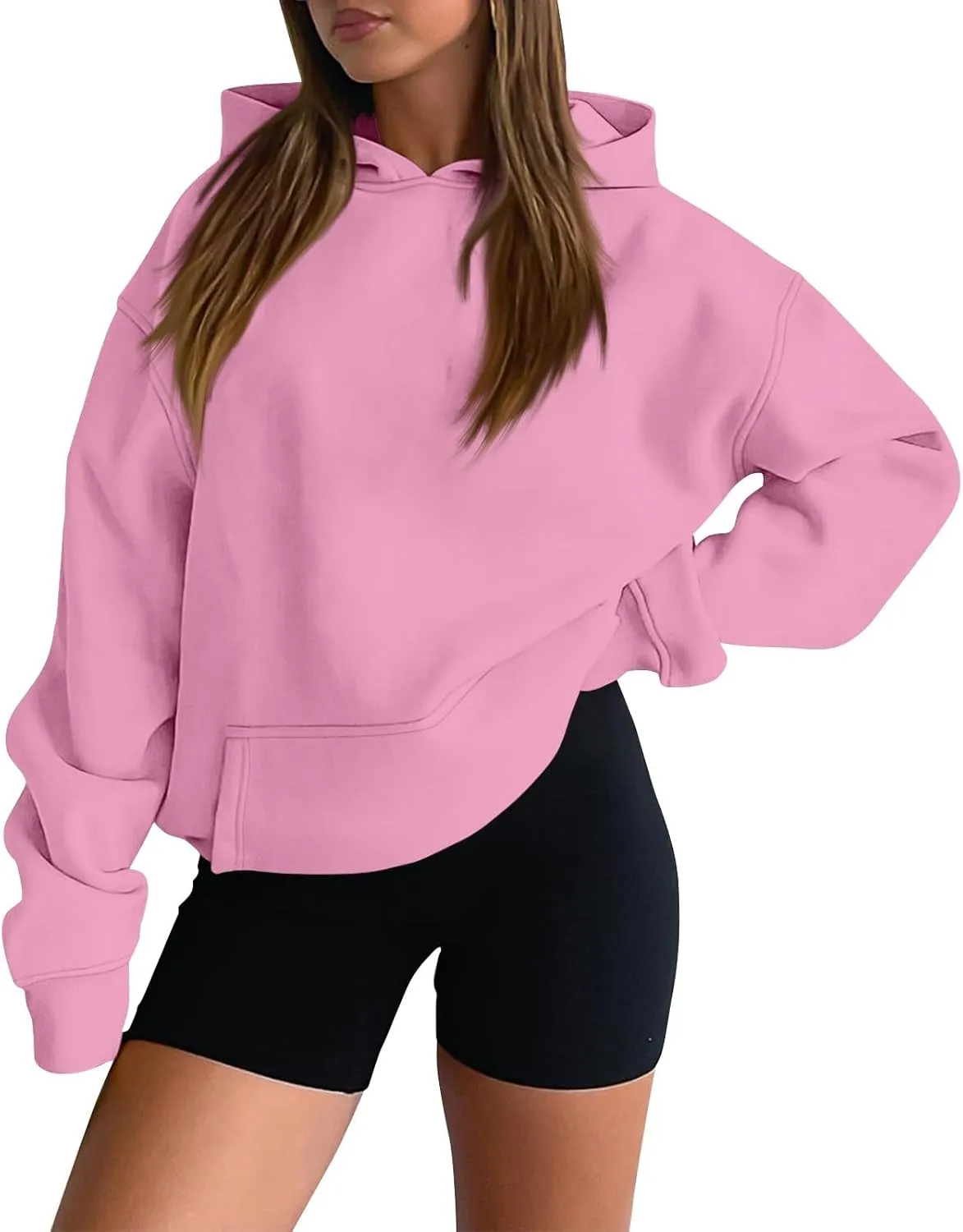 Womens Hoodies Pullover Fleece Lined Oversized Hooded Sweatshirts Teen Girls Sweaters Y2k Hoodie with Pockets