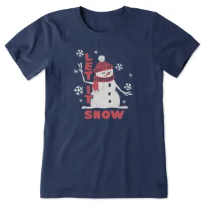 Women's Let it Snow Snowman Short Sleeve Crusher Tee
