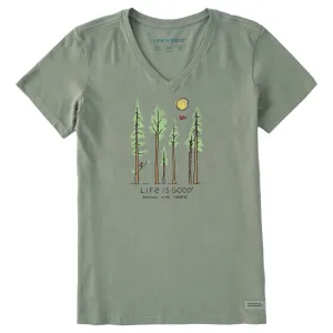 Women's Life is Good Among the Trees Short Sleeve Crusher Vee