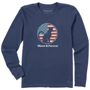 Women's Meow and Forever Cat Long Sleeve Crusher Tee