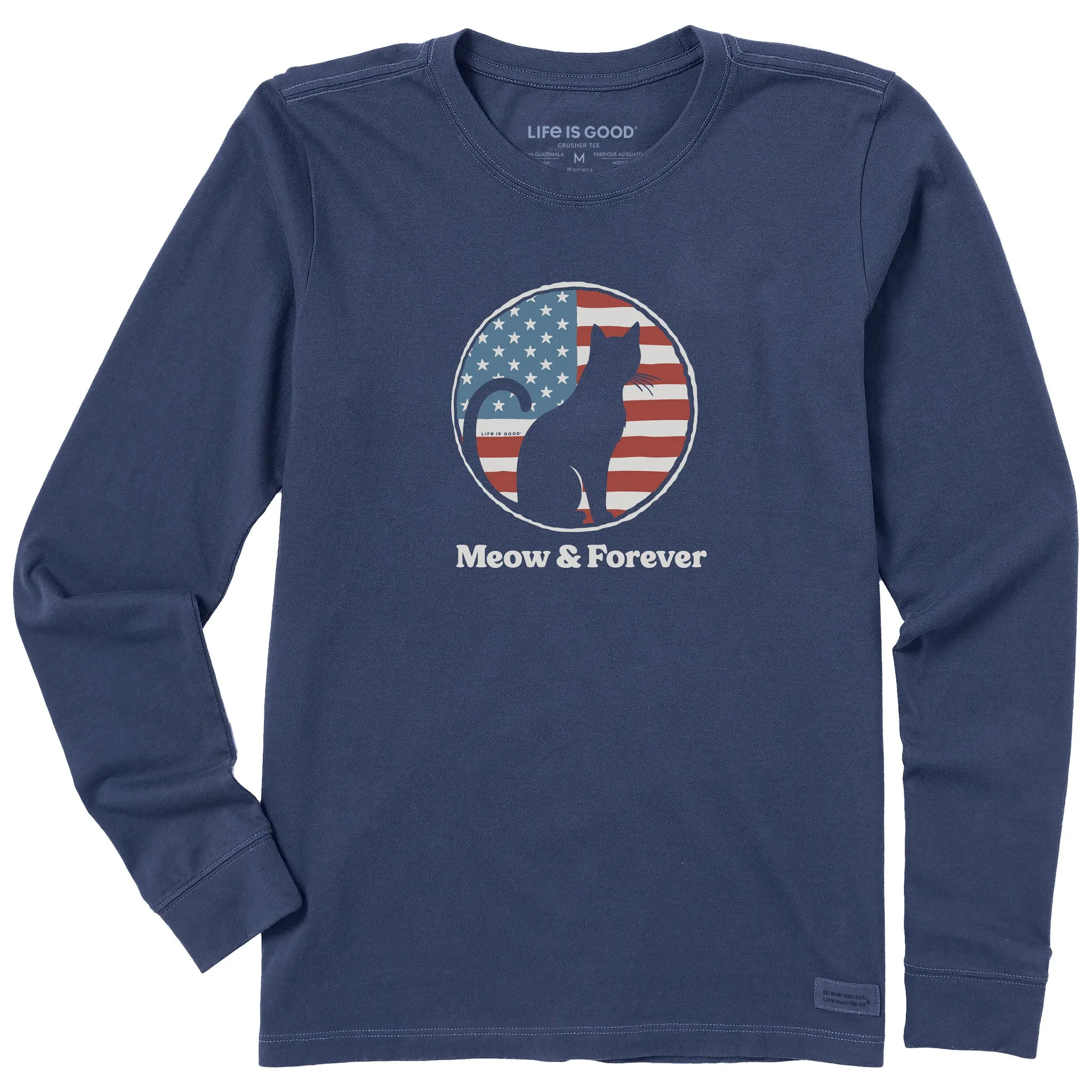 Women's Meow and Forever Cat Long Sleeve Crusher Tee