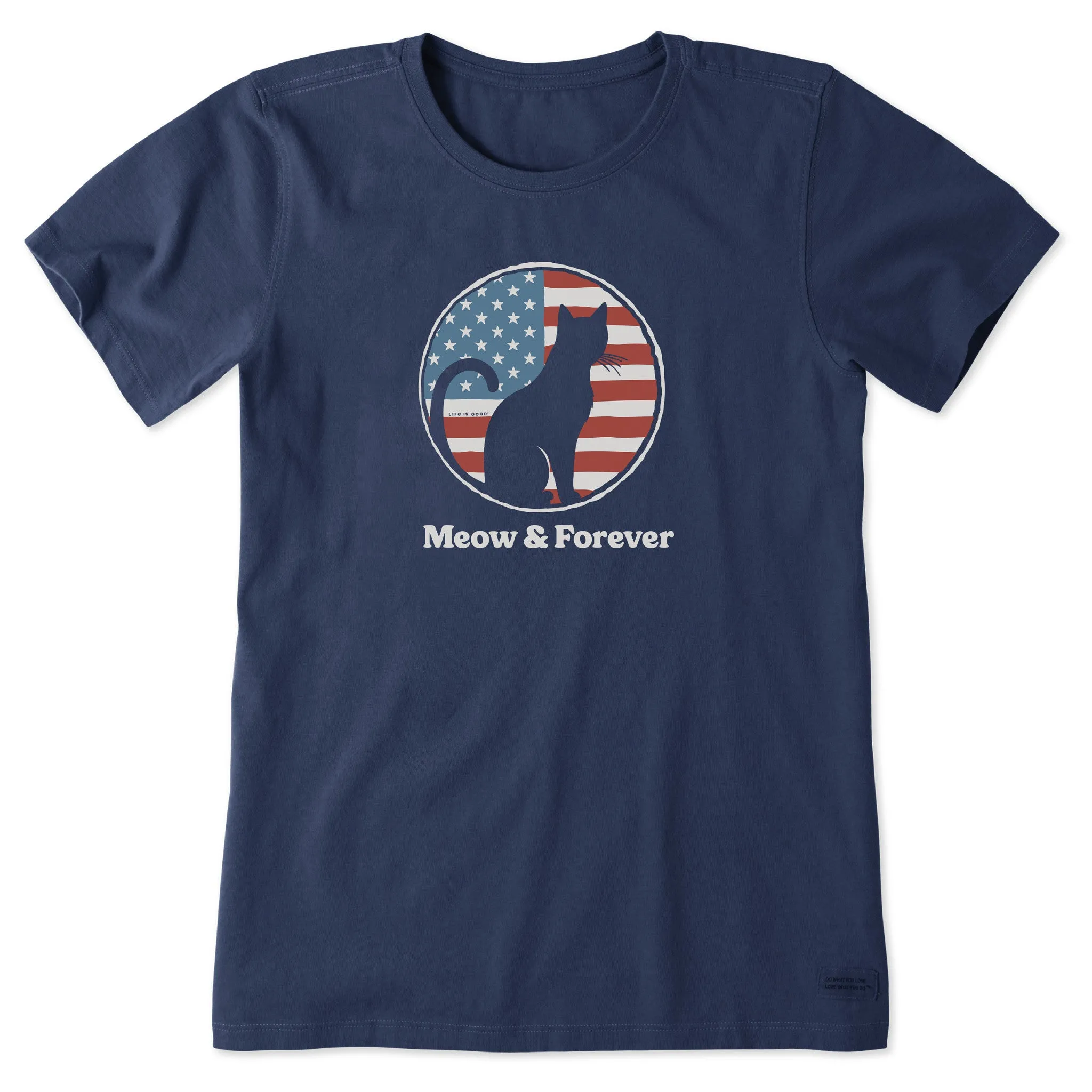 Women's Meow and Forever Cat Short Sleeve Crusher Tee