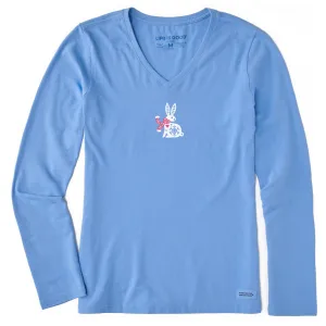 Women's Mini Bunny Scarf Long Sleeve Crusher Vee