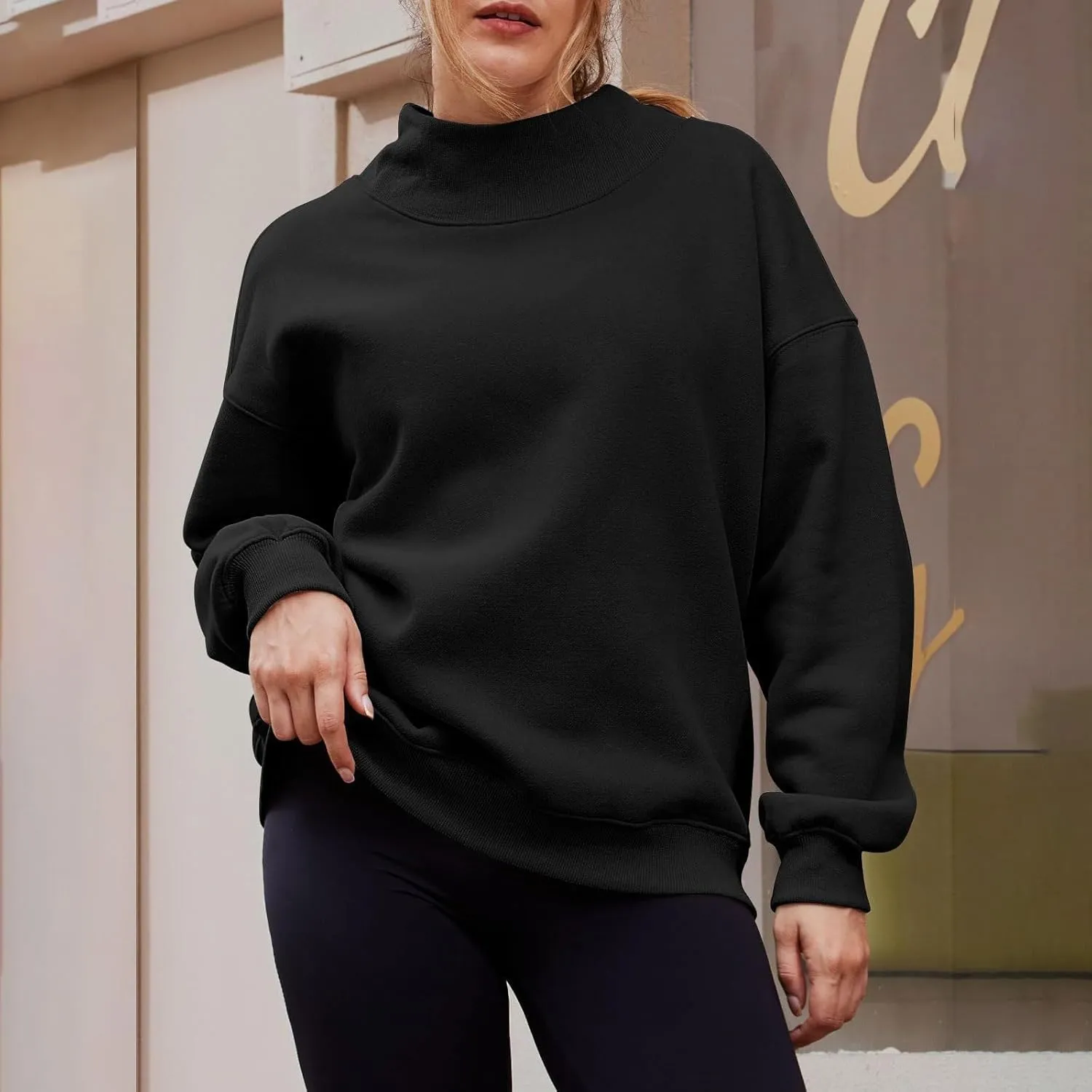 Womens Oversized Sweatshirts Turtleneck Pullover Long Sleeve Hoodies Tops Fall Outfits Cute Sweater Tops