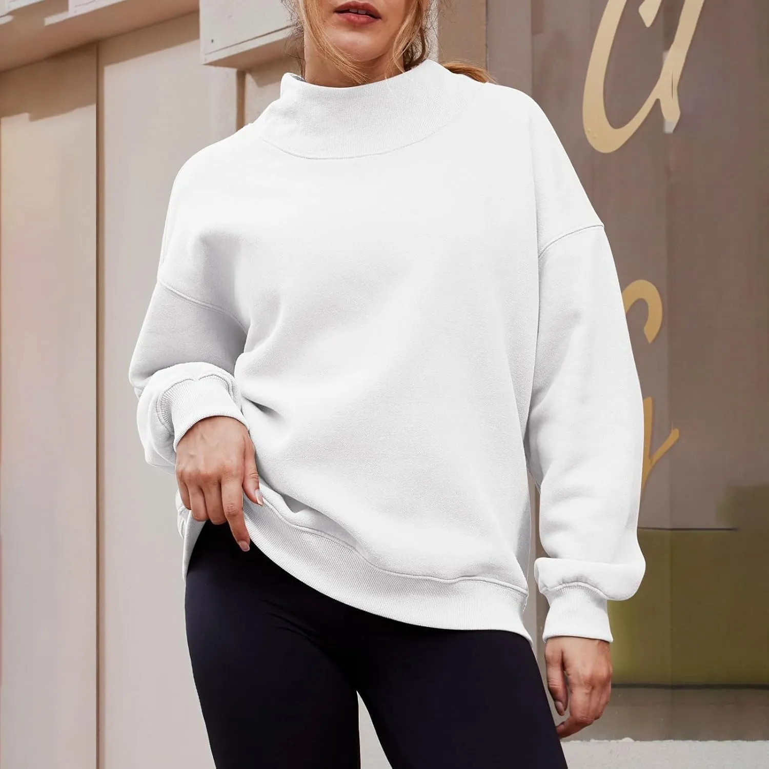 Womens Oversized Sweatshirts Turtleneck Pullover Long Sleeve Hoodies Tops Fall Outfits Cute Sweater Tops