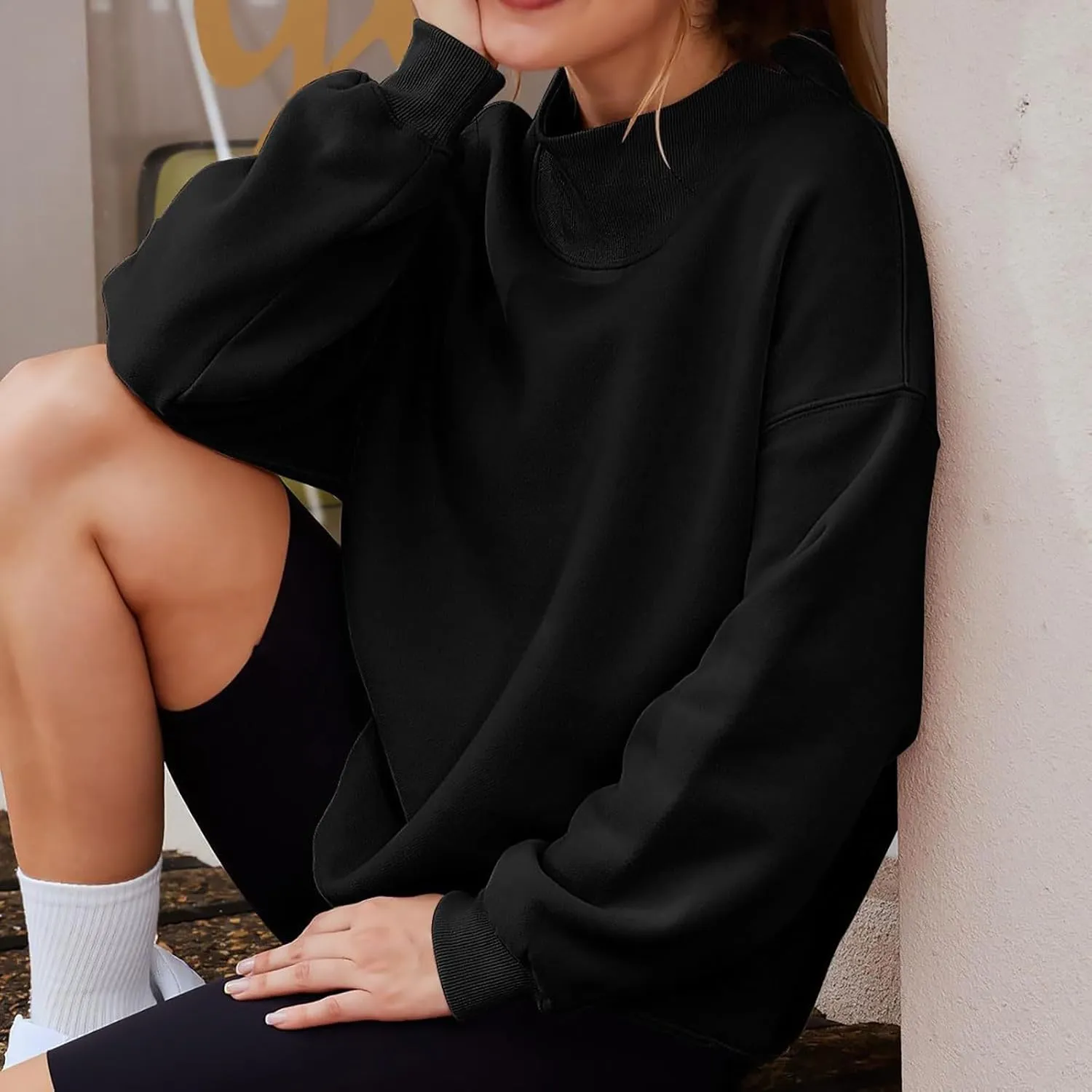 Womens Oversized Sweatshirts Turtleneck Pullover Long Sleeve Hoodies Tops Fall Outfits Cute Sweater Tops