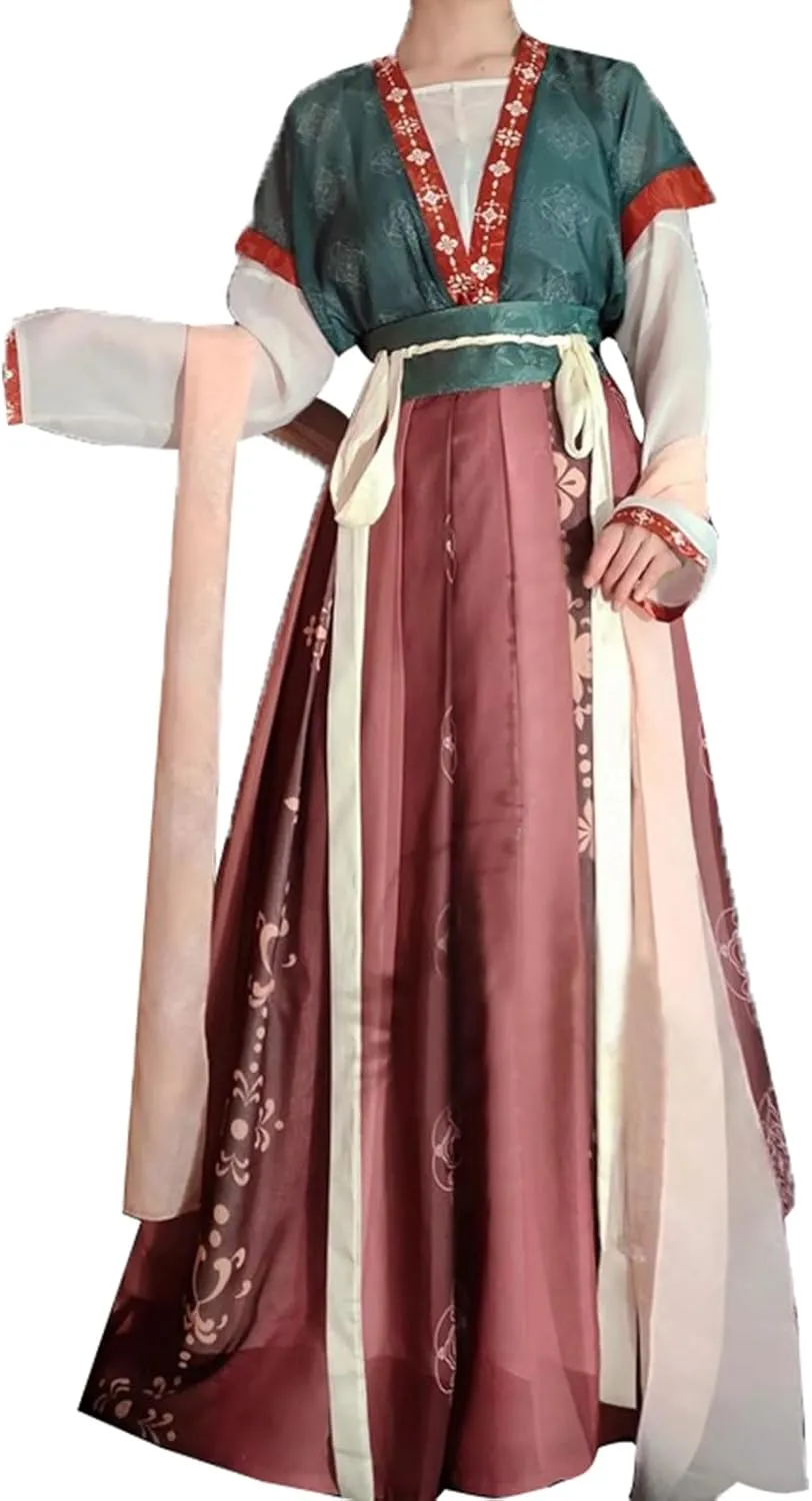 Women's Traditional Hanfu Dress Two Tops Long Skirt Cosplay Costume