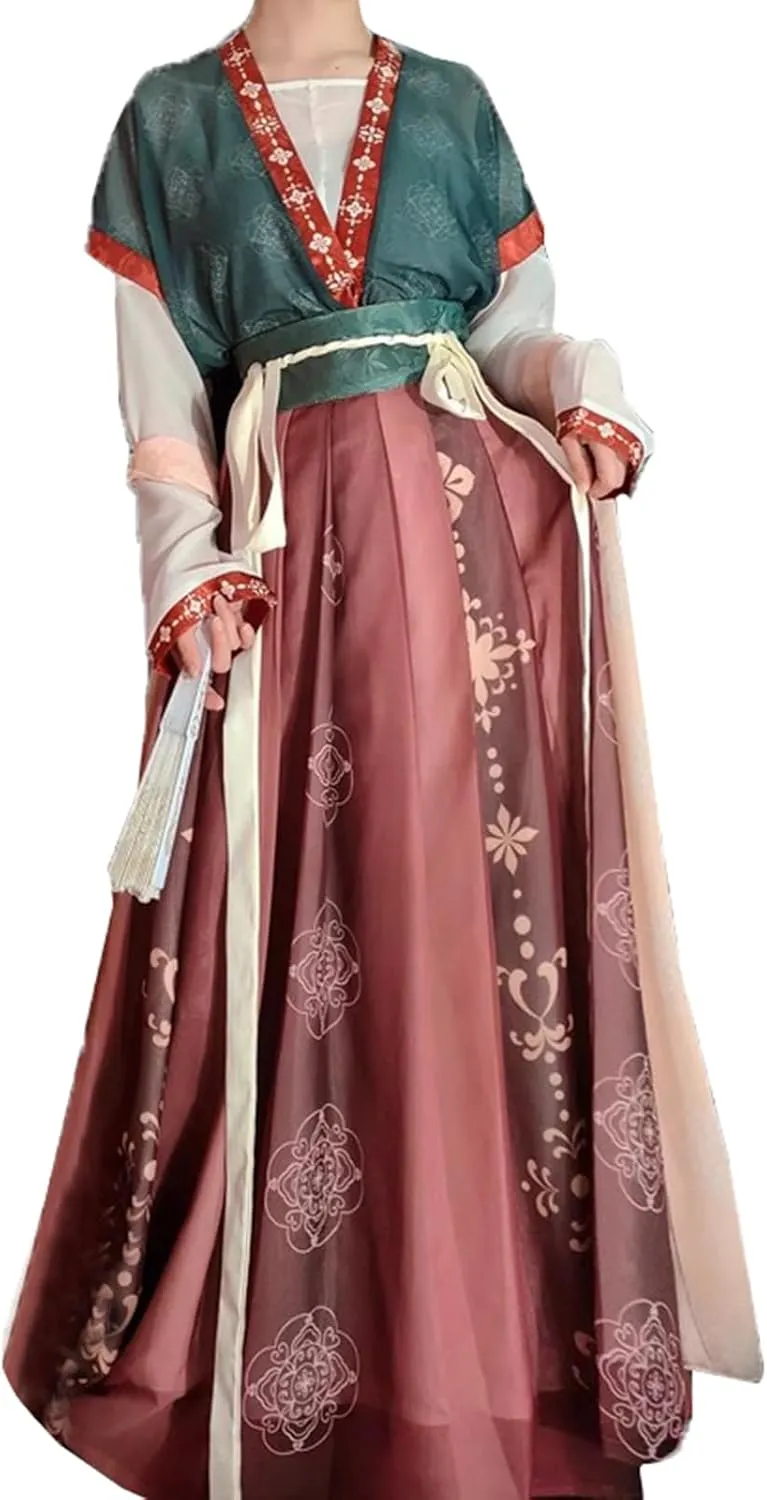 Women's Traditional Hanfu Dress Two Tops Long Skirt Cosplay Costume