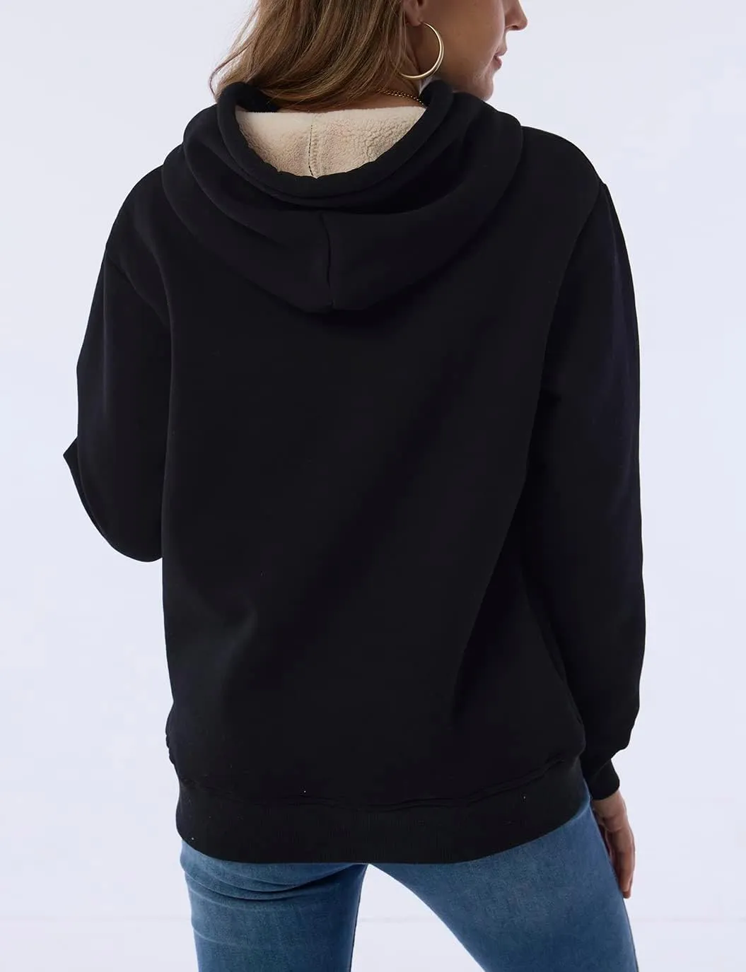 Womens Winter Hoodies Warm Fleece Sherpa Lined Pullover Hooded Sweatshirt