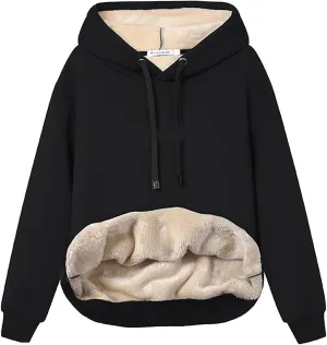 Womens Winter Hoodies Warm Fleece Sherpa Lined Pullover Hooded Sweatshirt