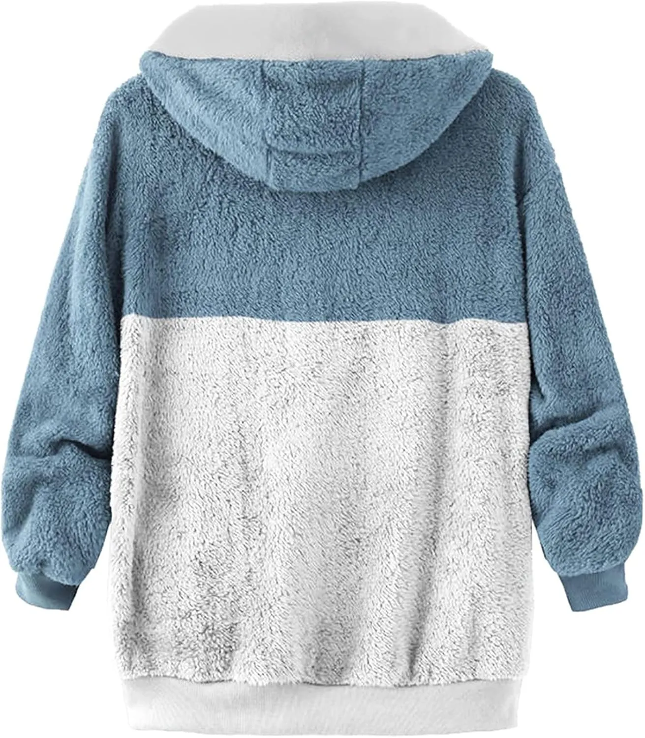 Womens Y2k Tops Zipper Long Sleeve Stitching Coats Color Block Fleece Plush Hooded Jacket Dressy Outerwear