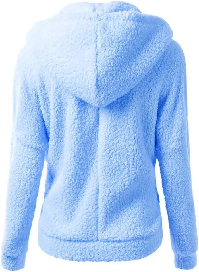 Womens Zip Up Hoodies 2024 Winter Lightweight Fleece Lined Coats Comfy Warm Plus Size Sherpa Jackets with Pockets