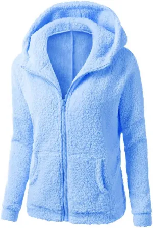 Womens Zip Up Hoodies 2024 Winter Lightweight Fleece Lined Coats Comfy Warm Plus Size Sherpa Jackets with Pockets