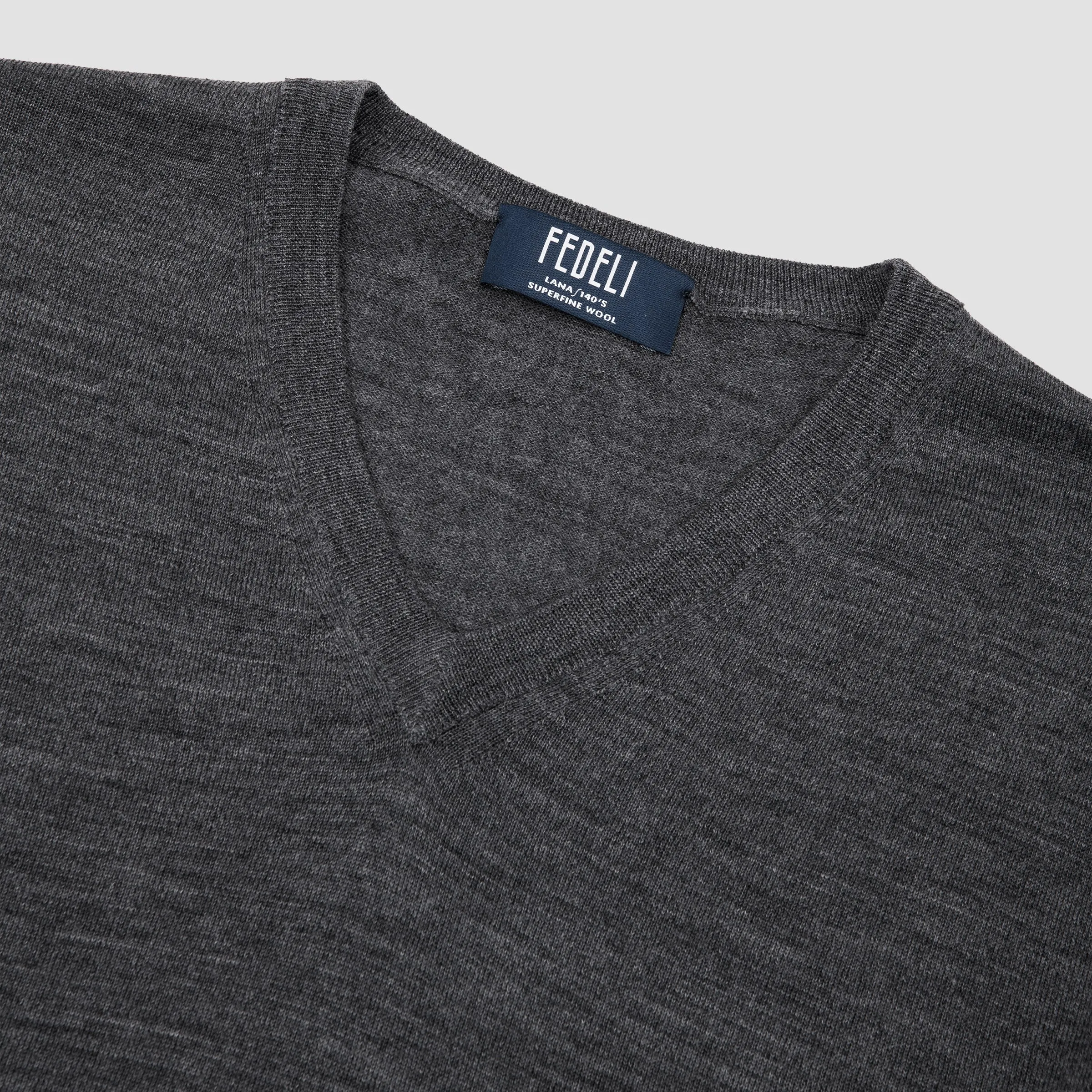 Wool V Neck Sweater Dark Grey