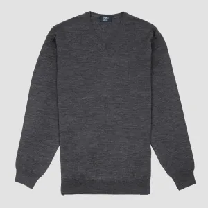 Wool V Neck Sweater Dark Grey