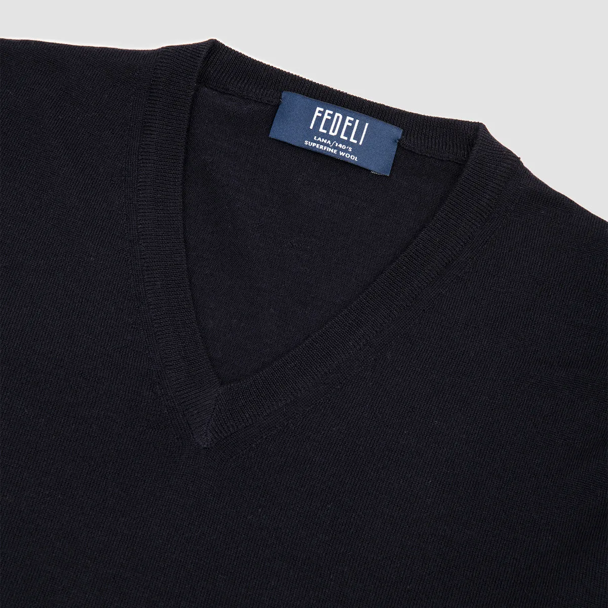 Wool V-Neck Sweater Navy