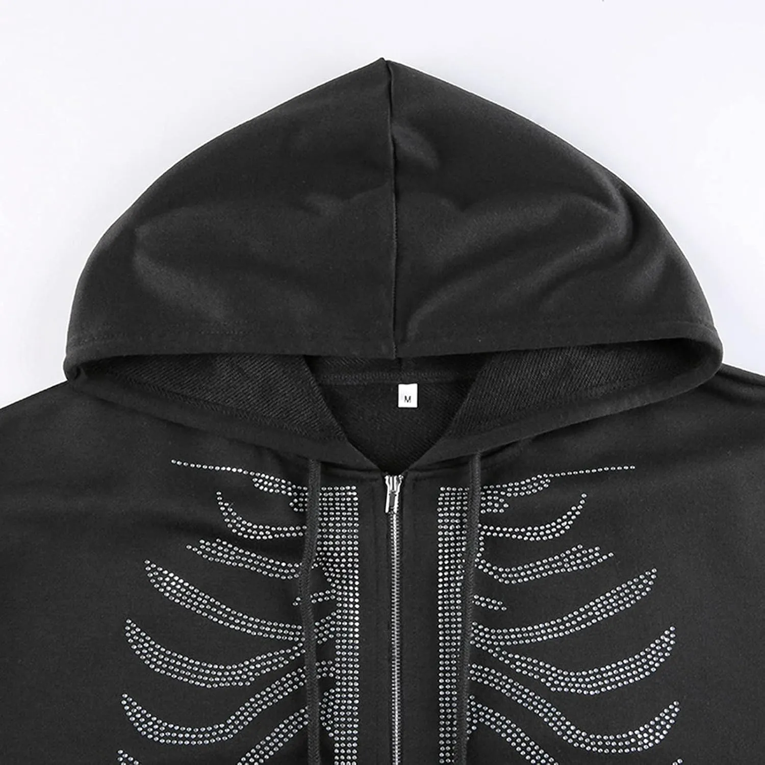 XBTCLXEBCO Oversized Zip Up Hoodie Sweatshirt for Women Gothic Skeleton Print Jacket 90s Pullover Hooded Sweatshirt Coat