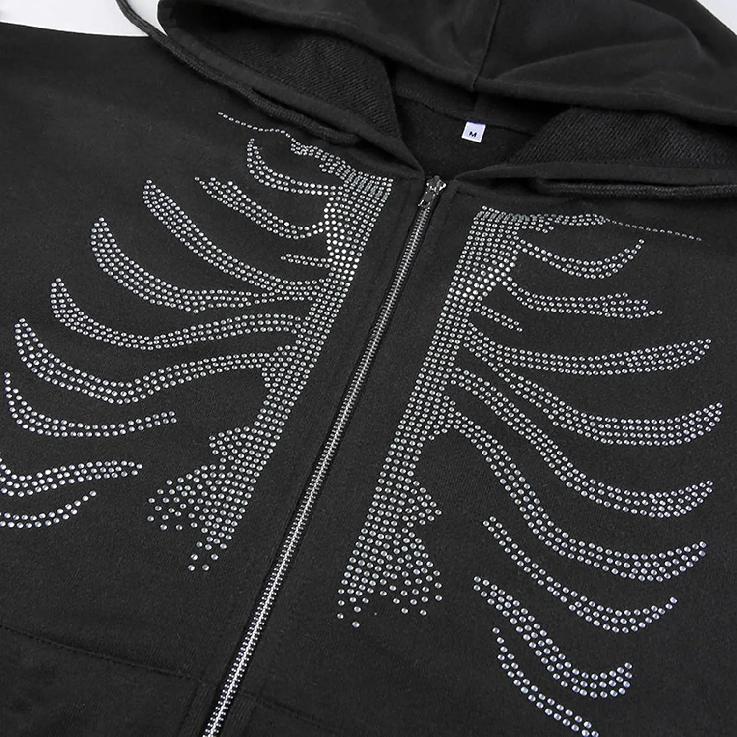 XBTCLXEBCO Oversized Zip Up Hoodie Sweatshirt for Women Gothic Skeleton Print Jacket 90s Pullover Hooded Sweatshirt Coat