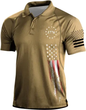 Ymosrh Men's 4th of July Polo Shirts Short Sleeve Tactical Shirts Golf T Shirts for Men, S-4XL