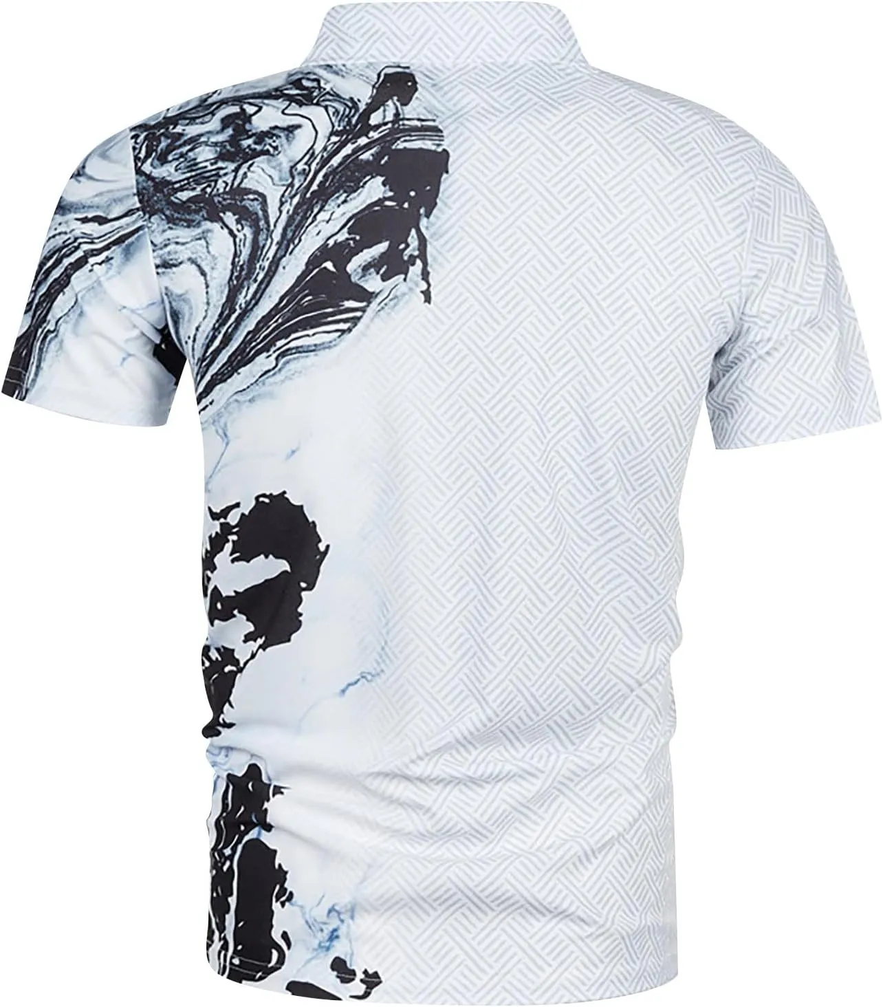Ymosrh Men's Polo Shirts Short Sleeve Graphic Golf Shirts Casual Button Down T Shirt Business Casual Shirts, M-5XL