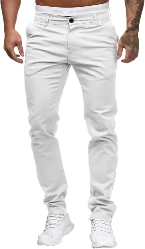 ZYXTIM Men's Slim-Fit Wrinkle-Resistant Flat-Front Button Casual Tapered Chino Pant Athletic Jogger Golf Cargo Work Pants