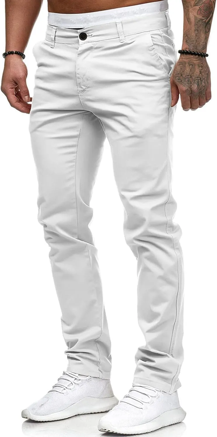 ZYXTIM Men's Slim-Fit Wrinkle-Resistant Flat-Front Button Casual Tapered Chino Pant Athletic Jogger Golf Cargo Work Pants