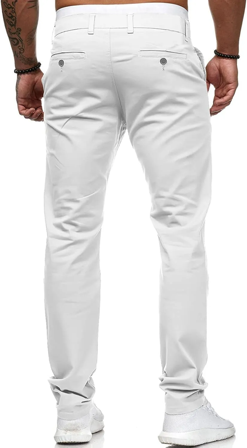 ZYXTIM Men's Slim-Fit Wrinkle-Resistant Flat-Front Button Casual Tapered Chino Pant Athletic Jogger Golf Cargo Work Pants
